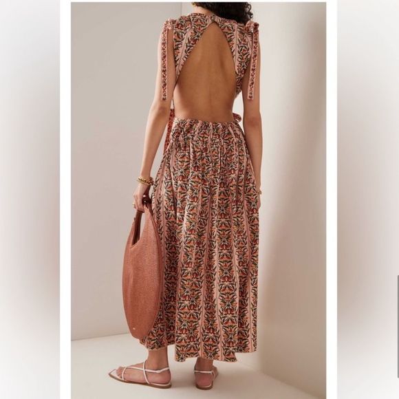 NEW Agua by Agua Bendita Guaguanco Monarca Rosa Cotton Midi Dress Large - Picture 15 of 16